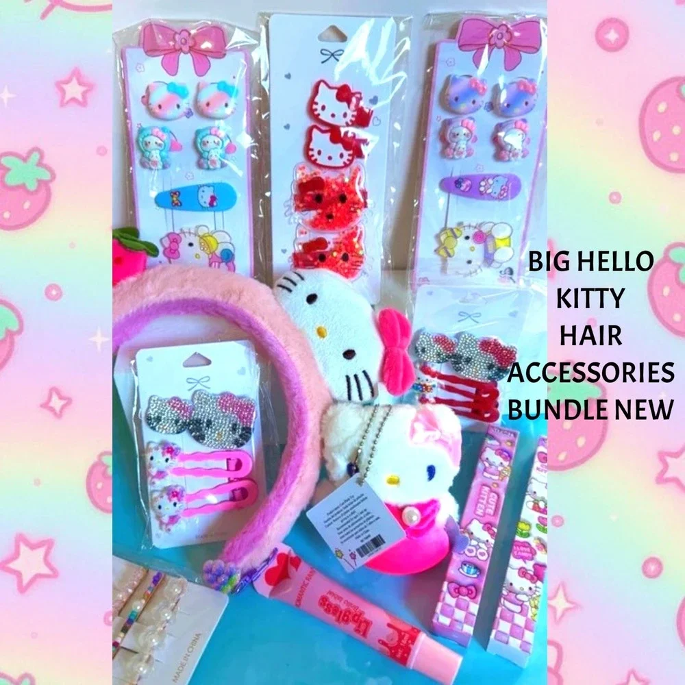 HUGE HELLO KITTY HAIR ACCESSORIES CLIPS HEADBAND BUNDLE NEW